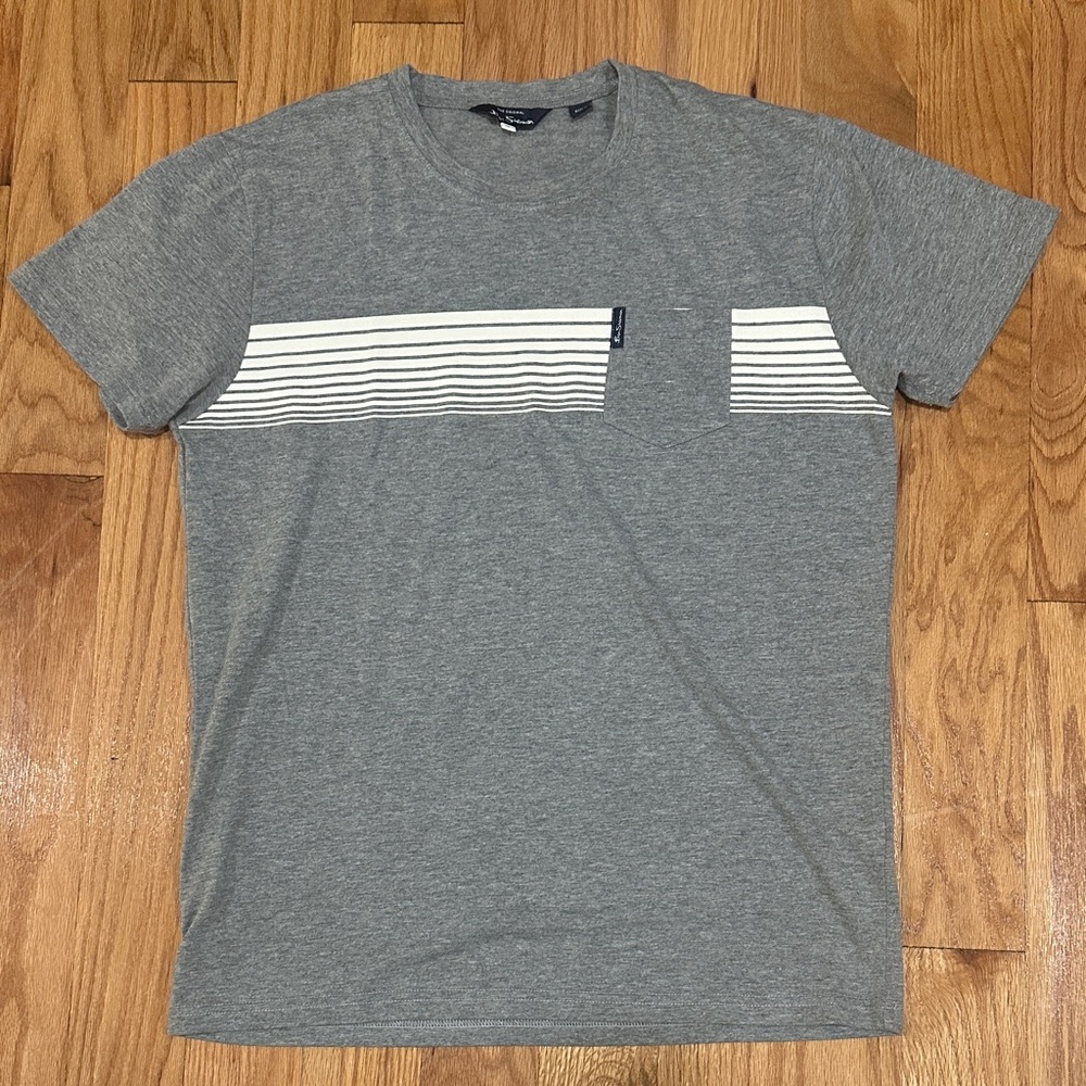 Ben Sherman Gray Striped Men's T-Shirt